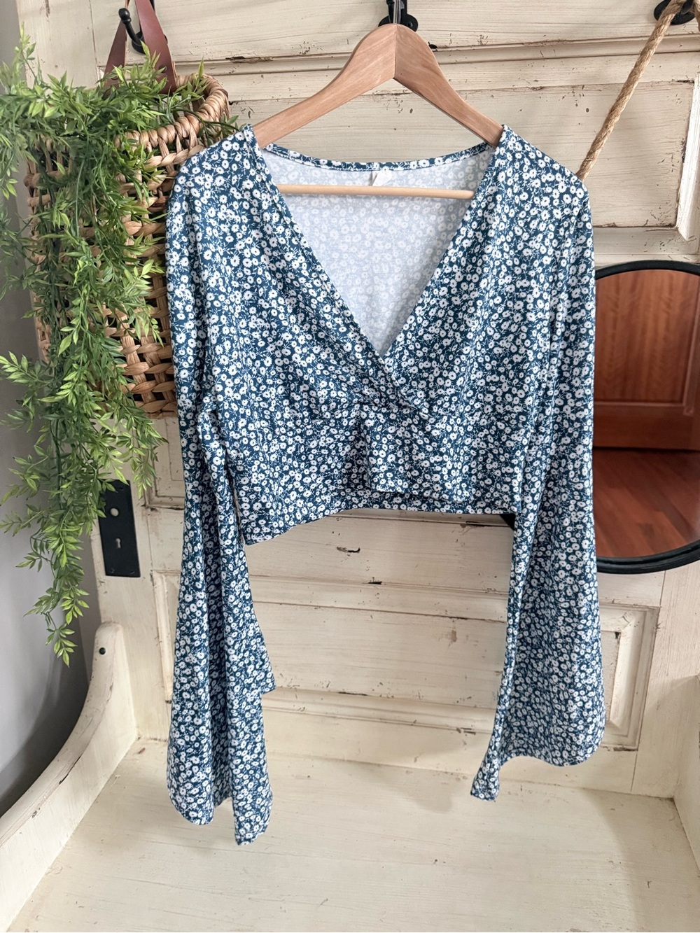 Floral bell sleeve top